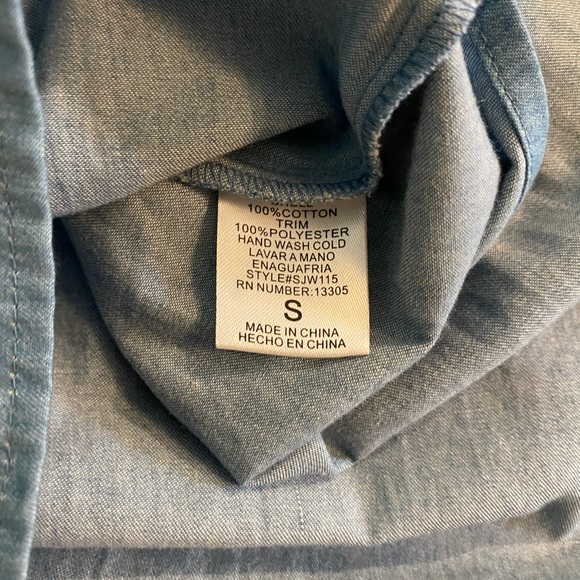 Chambray Off-the-Shoulder Pom Pom Dress - Picture 7 of 7